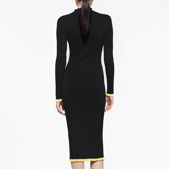 NEW AZ FACTORY BLACK RIBBED KNIT MIDI DRESS - Picture 6 of 8